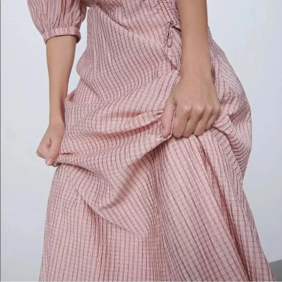 Zara pink gathered cinched waist maxi dress - Picture 6 of 16